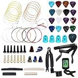 66PCS Guitar Accessories Kit, Acoustic Guitar Changing Tool, Including Guitar Acoustic Strings, Guitar Picks, Capo, String Winder&Cutter, Tuner, Guitar Bones,for Guitar Players and Guitar Beginners