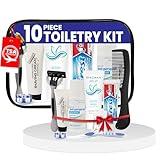Trektote Travel Toiletry Kit For Men And Women – 10 Piece Set of Travel Size Toiletries, TSA Compliant, Includes Body Wash, Deodorant, Shaving Cream And Razor, Oral Care, Reusable Toiletry Bag & More