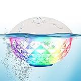 Blufree Floating Pool Speaker with Colorful Lights, Portable Wireless Pool Speaker Bluetooth Waterproof IP68, Built-in Mic & Crystal Clear Sound Floating Hot Tub Speakers for Pools Party Outdoors