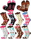 ShinyMatch 8 Pairs Funny Baking Socks for Women Baking Gift Cookies Baker Cotton Crew Socks Novelty Christmas Gift for Baking Lovers