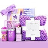 Birthday Gifts for Women, Self Care Gifts Get Well Soon Gifts,Lavender Spa Flannel Blanket Gift Set, Gift For Female Friend, Mom, Wife, Girlfriend, Sister, Teacher's Day Gift Her Birthday Gift