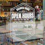 XRLSG Custom Business Hours Sign for Glass Door Personalized Window Vinyl Decal with Company Name Logo for Store Restaurant Office Salon Gym Boutique