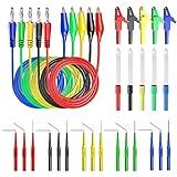 Goupchn Back Probe Kit 30PCS Banana Plug to Copper Alligator Clip Automotive Test Leads Set with Alligator Clips, Wire Piercing Probes, 15PCS 30V Back Probe Pins for Car Repairing Diagnostic 5 Colors