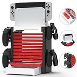 Skywin Game Storage Tower Compatible With Nintendo Switch Stand Holder, Game Disk Rack, Controller Organizer, Switch Holder Stand for Gamers (White)