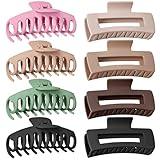 TOCESS 8 Pack Big Hair Claw Clips for Women Large Claw Clip for Thin Thick Curly Hair 90's Strong Hold 4.33 Inch Nonslip Matte Jumbo Hair Clips (8 Pcs)