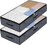 Under Bed Storage Organizer 2 Pack with Clear Window Large Clothes Organizer Bins Clothes Organizers and Storage with Heavy Duty and Zipper for Clothes Closet Pillows Blanket Living Room Dorm