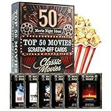 Top 50 Movie Night Scratch Off Poster Cards, Unique Gift Ideas for Couples and Families, Boyfriend Gifts, Birthday Gifts for Him, Movie Night Supplies