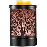 Enaroma Fragrance Wax Melts Warmer with 7 Colors LED Changing Light Classic Black Forest Design Scent Oil Candle Warmer
