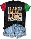 Womens Black History Shirt I Am Black History Tshirt 1865 T-Shirt African American Tee Crewneck Tops