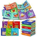 Dr.Rapeti Soft Cloth Books Baby Books Bath Books 6-Pack for Baby Infant Toddler Kids Crinkle Squeaky Washable Chewable Non-Toxic Early Educational Giftable