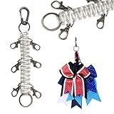 DEEKA Paracord Handmade Cheer Bows Holder for Cheerleading Teen Girls High School College Sports - White