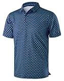 Obla Mens Golf Polo Shirts Short Sleeve Dry Fit Performance Moisture Wicking Casual Print Collared Golf Shirts for Men (Navy Blue Flower_S)