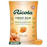 Ricola Throat Balm Caramel Throat Drops with Liquid Center, 34 Count, Coat & Protect Your Throat, Daily Throat Relief & Protection, Oral Demulcent