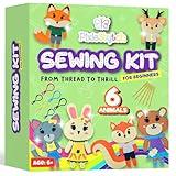 Beginner Sewing Kit for Kids - Sew & Create 6 Adorable Stuffed Animal Projects - Fun DIY Craft Set for Ages 6 and up - Educational & Creative Sewing Kit for Girls & Boys - Gift for Young Crafters