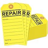 Juvale 100-Pack Repair Required Tags - Yellow Service Tags for Broken Equipment, Maintenance, Production Machinery, Office, Warehouse, Construction (2.6 x 5.25 in)