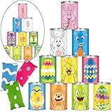 13 Pack Carnival Bean Bag Toss Games, Animal Bunny Easter Eggs Theme Knockdown Can Carnival Outdoor Game for Kids Family Carnival Activities Party Game Easter Eggs Hunt Outdoor Lawn Yard School