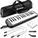 CAHAYA Melodica 32 Keys Double Tubes Mouthpiece Air Piano Keyboard Musical Instrument with Carrying Bag 32 Keys, Black, CY0050-1