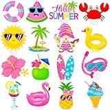 Hello Summer Cupcake Toppers Hello Summer Birthday Decorations Beach Pool Party Cupcake Toppers 48Pcs Cupcake Picks for Hawaiian Party Cake Decorations Supplies