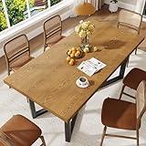 Solid Wood Farmhouse Dining Table for 6-8 People, Extra Wide 71" L x 35.5" W, 100% Hardwood Top with Steel Leg X-Base, Heavy Duty 440 lb Capacity, Modern Rustic Home Kitchen Furniture, Oak