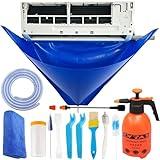 Oiktylr 13Pcs Mini Split Cleaning Kit Bag with 2L High Pressure Sprayer, Air Conditioner Cleaning Kit with Waterproof PVC AC Cleaning Cover Bib with 10pcs HVAC Cleaning Tools, Large