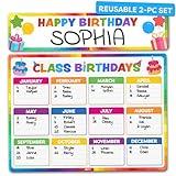 Birthday Poster For Classroom 2pc - Back to School Supplies Classroom Birthday Chart Poster Bulletin Board - Happy Birthday Decorations for Classroom and Teacher Elementary & Kindergarten