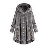 ChicCrate Winter Coats for Women 2025 Trendy Wearable Blanket Hoodie Warm Fleece Sherpa Jacket Fuzzy Lightweight Cardigans Button Down Long Sleeve Pullover Spring Placed by Me(D-Dark Gray,Medium)