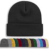 Rosoz Unisex Beanie Winter Knitted Skull Cuffed Soft Warm Hat for Men/Women Slouchy Ski Watch Cap Black