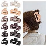 12 Pcs Rectangle Hair Clips, Hair Accessories for Women and Girls, Including 6 Pcs 4 Inch Large Claw Clips for ThickHair and 6 Pcs 2 inch Small Claw Clips for ThinHair (Neutral)