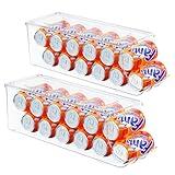 SCAVATA 2 Pack Soda Can Organizer for Refrigerator, Stackable Canned Food Pop Cans Container Can Holder Dispenser with Lid for Fridge Rack Freezer, Clear Storage Bins-Holds 12 Cans Each (Clear)