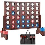 SpeedArmis Giant Wooden 4 in A Row Game - Fun Indoor and Outdoor Board Games for Teens, Includes 42 Pcs Dics and Carrying Bag