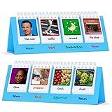 Sentence Flip Charts, 80 Double Sided Cards in Noun/Verb/Adjective/Preposition 40 New Sentence Building Freestanding Flip Chart Educational Learning Tool for School Supplies