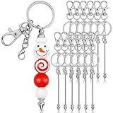 ROADPLUM 12 Pcs Beadable Keychain Bar, Silver Bead Keychain Beaded Item for Pendant DIY, Alloy Blank Key Chain Accessories Bulk for Beadable Gift Jewelry Making Supplies