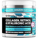 SimplyVital Collagen, Retinol & Hyaluronic Acid Cream - Anti-Aging Face Moisturizer for Face, Firming Skin Care Neck & Décolleté - Made in USA, Daily Moisturizer Face Cream Day & Night - 1.7 fl.oz.