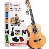 Pyle Beginner Acoustic Guitar Kit, 1/4 Junior Size All Wood Instrument for Students and Adults, 30" Natural Gloss