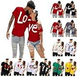 Matching Shirts for Couples Tshirts Funny Heart Graphic Couple Shirts for Him and Her Husband Wife Matching Vacation Outfits Clothes His and Hers Gift for Women Men Summer Fashion