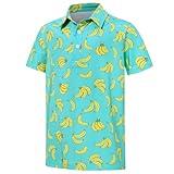 Cuddomper Boys Polo Shirts Hawaiian Golf Clothes Fashion Banana Short Sleeve 7 Years 8 Years Kids Cool School Uniform Green