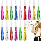 Twavang 24 Pcs Glitter Noise Makers Metallic Fringed Party Blower for Adults Birthday Graduation New Years Party Favors Supplies (Colorful)