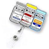 Cute Pill Bottle Badge Reel Retractable for Psych Nurse, Psychology Nurse, Psychologist & Medical Worker | Funny Mental Health Psych Badge Holder with Alligator Clip & 24” Durable Nylon Cord | Acrylic