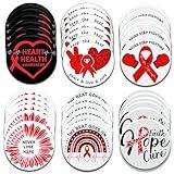 KQDFRSWEW 60 PCS Heart Health Awareness 2.36inch Button Badge Pins Bulks Heart Cancer Awareness Pins for Men Women Patient Family Charity Heart Disease Awareness Events Red Ribbon Week