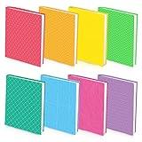 Feela 8 Pack Stretchable Jumbo Fabric Book Covers, Solid Colors, Washable Durable Reusable Nylon Covers for Hardcover Textbooks & Notebooks up to 9'x11'