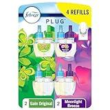 Febreze Odor-Fighting Fade Defy PLUG Air Freshener, Gain Moonlight Breeze, Gain Original, 0.87 fl. oz. Oil Refills, 4 Refills (2 of Each)
