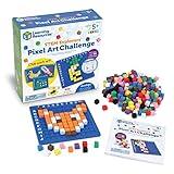 Learning Resources STEM Explorers Pixel Art Challenge - Math Puzzles, Pattern Blocks, Creativity for Kids Sensory Bin, Arts and Crafts, Math Manipulatives, Building Toys, Montessori