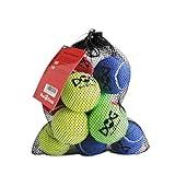 INSUM Tennis Balls for Dogs - 12 Pack 2.5'' Durable Non-Toxic Outdoor Dog Toys Balls with Mesh Bag, SGS Certified, Colorful Fetch Toys, Medium Large Breeds (Non Squeaky)