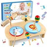 LOOIKOOS Kids Drum Set for Toddlers 1-3, All in One Montessori Musical Instruments -Wooden Percussion Educational Preschool Music Toys for Baby 12-18 Months