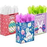 Riccioofy Easter Bags - 13" Large Gift Bags,Treat Goodie Bags with Handles,Easter Gifts for Kids,Party Decorations Favors Basket Stuffers