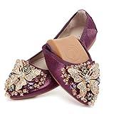 Womens Ballet Flats Foldable Rhinestone Pointed Toe Comfortable Slip on Wedding Flat Shoes Dress Flats for Women Red Size 7.5
