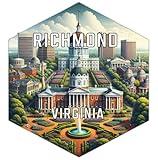 Richmond Virginia Souvenir Travel Destination Die Cut Hexagon Decorative Flat Magnet 2-Inch