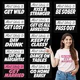 Humyoun 12 Pcs Funny Bride Bridesmaid Iron on Heat Transfer Vinyl Set Maid of Honor Iron on Decal Stickers for Wedding Clothes DIY Decoration Applique Most Likely to Bachelorette Bridal Party Shirt