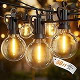 Brightown Outdoor String Lights, 50FT 25 G40 Bulbs Shatterproof Patio Lights, IP65 Waterproof Dimmable Hanging Connectable Globe LED Outdoor Lights for Backyard, Bistro, Porch, Deck, Balcony