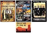Western Favorites 6 Movie DVD Bundle: (Young Guns 1 & 2/American Outlaws/Maverick/Wild Wild West/Tombstone) with Bonus Art Card